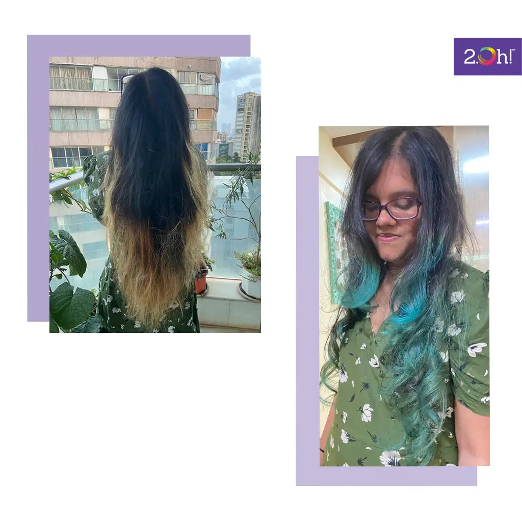 After the use of 2.Oh! Tropical Blue Semi-permanent Hair Color 100ml